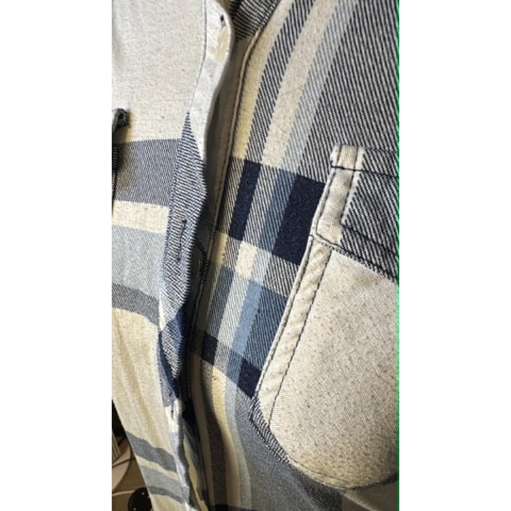 Passport Womens Blue White Plaid Button Down Roll Tab Sleeve Shirt - Picture 4 of 5